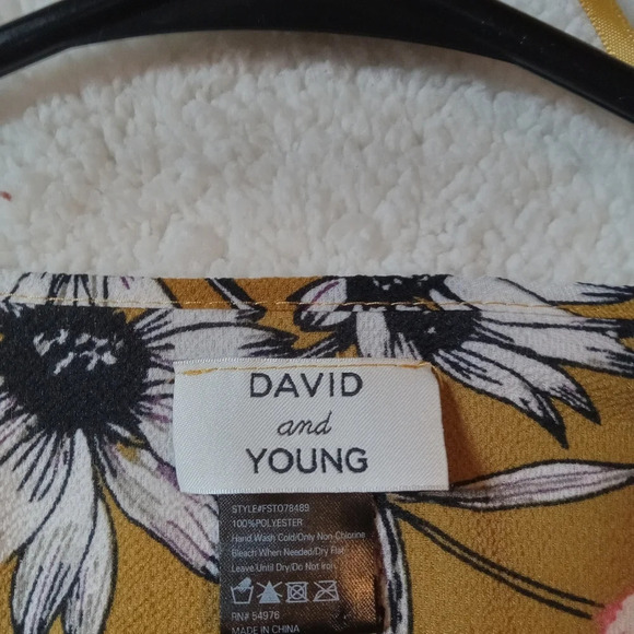 Floral Kimino Cover Up One Size Floral Print Yellow White David & Young - Picture 3 of 4